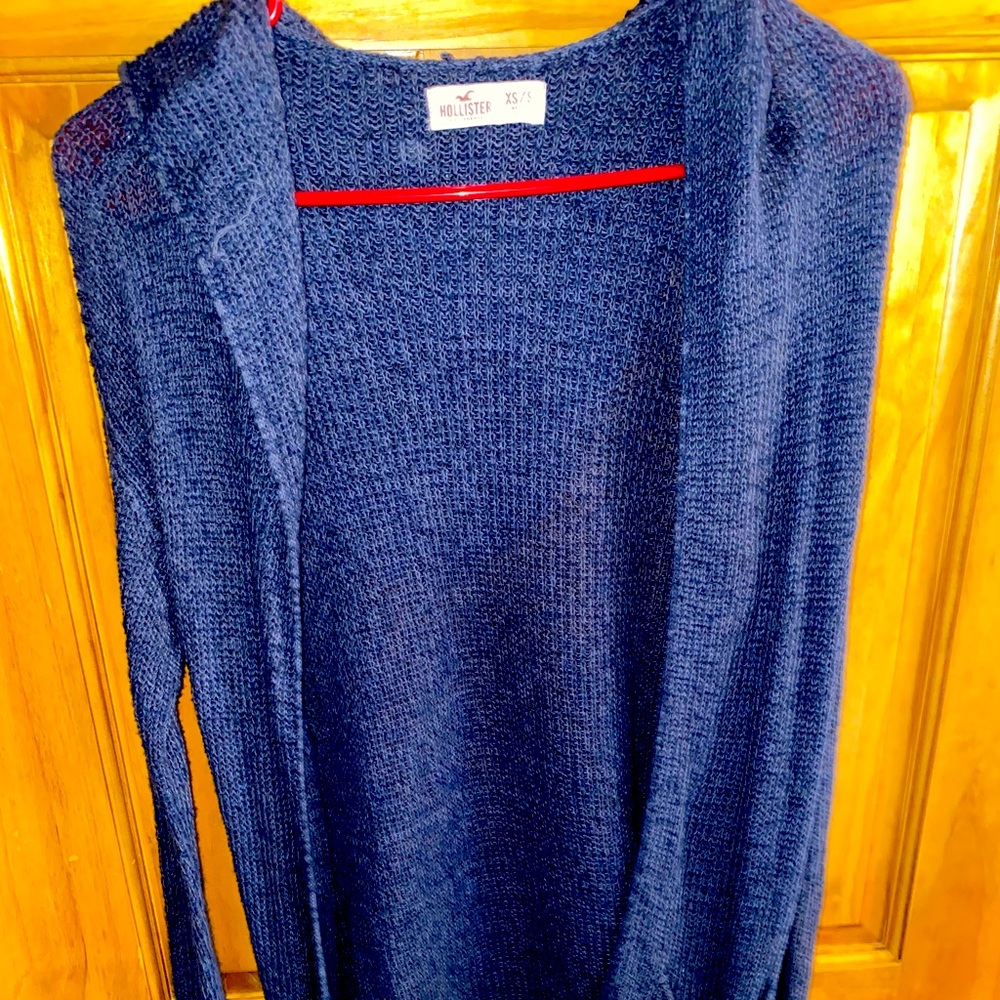 Hollister navy hooded cardigan XS/S